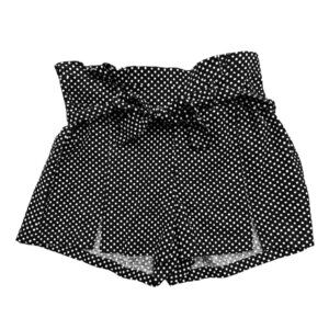 Black White Polka Dot Pleated Paperbag Women's Shorts Tie Rewash Size Medium